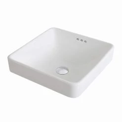 KRAUS Elavo Series Square Ceramic Semi-Recessed Bathroom Sink in White with Overflow -Bathroom Sinks Sales white kraus vessel sinks kcr 281 44 1000