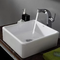 KRAUS Square Ceramic Vessel Bathroom Sink in White -Bathroom Sinks Sales white kraus vessel sinks kcv 120 44 1000
