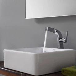 KRAUS Square Ceramic Vessel Bathroom Sink in White -Bathroom Sinks Sales white kraus vessel sinks kcv 120 fa 1000