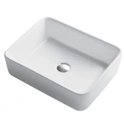 KRAUS Rectangular Ceramic Vessel Bathroom Sink in White -Bathroom Sinks Sales white kraus vessel sinks kcv 121 1f 1000