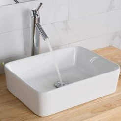 KRAUS Elavo Modern 19 in. Rectangular Vessel White Porcelain Ceramic Bathroom Sink (2-Pack) -Bathroom Sinks Sales white kraus vessel sinks kcv 121 2pk 40 1000