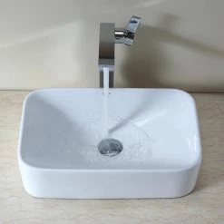 KRAUS Soft Rectangular Ceramic Vessel Bathroom Sink in White -Bathroom Sinks Sales white kraus vessel sinks kcv 122 31 1000