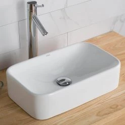 KRAUS Soft Rectangular Ceramic Vessel Bathroom Sink in White -Bathroom Sinks Sales white kraus vessel sinks kcv 122 a0 1000