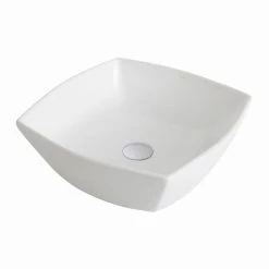 KRAUS Elavo Flared Square Ceramic Vessel Bathroom Sink in White -Bathroom Sinks Sales white kraus vessel sinks kcv 126 44 1000