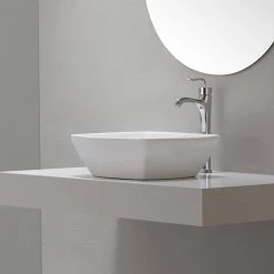 KRAUS Elavo Flared Square Ceramic Vessel Bathroom Sink in White -Bathroom Sinks Sales white kraus vessel sinks kcv 126 d4 1000