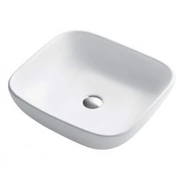 KRAUS Elavo Soft Square Ceramic Vessel Bathroom Sink in White -Bathroom Sinks Sales white kraus vessel sinks kcv 127 1f 1000