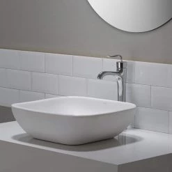 KRAUS Elavo Soft Square Ceramic Vessel Bathroom Sink in White -Bathroom Sinks Sales white kraus vessel sinks kcv 127 76 1000