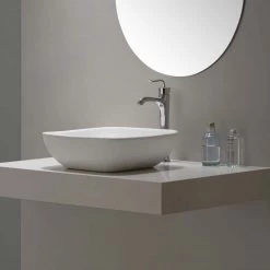 KRAUS Elavo Soft Square Ceramic Vessel Bathroom Sink in White -Bathroom Sinks Sales white kraus vessel sinks kcv 127 fa 1000