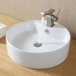 KRAUS Round Ceramic Vessel Bathroom Sink with Overflow in White 29 KRAUS Round Ceramic Vessel Bathroom Sink with Overflow in White -Bathroom Sinks Sales white kraus vessel sinks kcv 142 31 1000