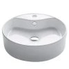 KRAUS Round Ceramic Vessel Bathroom Sink with Overflow in White -Bathroom Sinks Sales white kraus vessel sinks kcv 142 64 1000