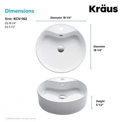KRAUS Round Ceramic Vessel Bathroom Sink with Overflow in White 20 KRAUS Round Ceramic Vessel Bathroom Sink with Overflow in White -Bathroom Sinks Sales white kraus vessel sinks kcv 142 66 1000