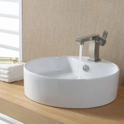 KRAUS Round Ceramic Vessel Bathroom Sink with Overflow in White 27 KRAUS Round Ceramic Vessel Bathroom Sink with Overflow in White -Bathroom Sinks Sales white kraus vessel sinks kcv 142 76 1000