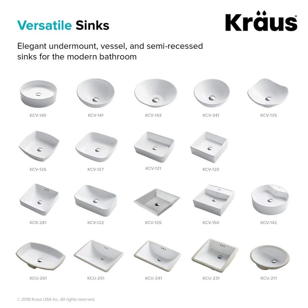 KRAUS Round Ceramic Vessel Bathroom Sink with Overflow in White 9 KRAUS Round Ceramic Vessel Bathroom Sink with Overflow in White - Image 7