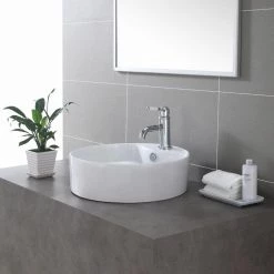 KRAUS Round Ceramic Vessel Bathroom Sink with Overflow in White 28 KRAUS Round Ceramic Vessel Bathroom Sink with Overflow in White -Bathroom Sinks Sales white kraus vessel sinks kcv 142 d4 1000