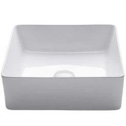 KRAUS Viva 15-5/8 in. Square Porcelain Ceramic Vessel Sink in White