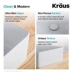 KRAUS Viva 15-5/8 in. Square Porcelain Ceramic Vessel Sink in White 20 KRAUS Viva 15-5/8 in. Square Porcelain Ceramic Vessel Sink in White -Bathroom Sinks Sales white kraus vessel sinks kcv 202gwh 77 1000