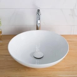 KRAUS Viva 16-1/2 in. Round Porcelain Ceramic Vessel Sink in White -Bathroom Sinks Sales white kraus vessel sinks kcv 203gwh 76 1000