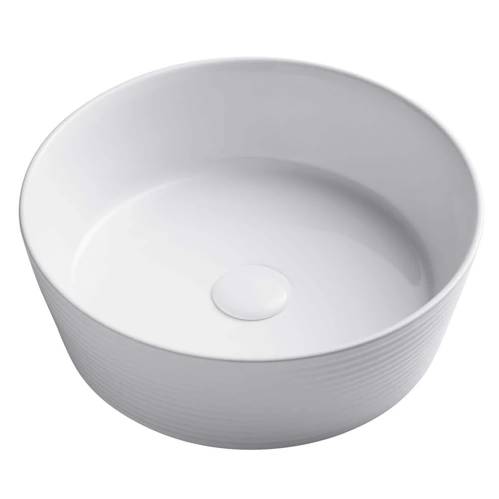 KRAUS Viva 15-3/4 in. Round Porcelain Ceramic Vessel Sink in White 15 KRAUS Viva 15-3/4 in. Round Porcelain Ceramic Vessel Sink in White - Image 13