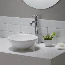 KRAUS Elavo Small Round Ceramic Vessel Bathroom Sink in White -Bathroom Sinks Sales white kraus vessel sinks kcv 341 76 1000