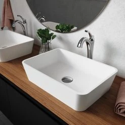 KRAUS Natura Rectangle Solid Surface Vessel Sink in White -Bathroom Sinks Sales white kraus vessel sinks ksv 2mw 77 1000
