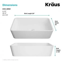 KRAUS Natura Rectangle Solid Surface Vessel Sink in White -Bathroom Sinks Sales white kraus vessel sinks ksv 2mw c3 1000
