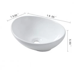 LORDEAR 16 in. x 13 in. Porcelain Vessel Sink Egg Shape Bathroom Ceramic Oval Vanity Art Basin Modern in White 15 LORDEAR 16 in. x 13 in. Porcelain Vessel Sink Egg Shape Bathroom Ceramic Oval Vanity Art Basin Modern in White -Bathroom Sinks Sales white lordear vessel sinks hmp18003 76 1000
