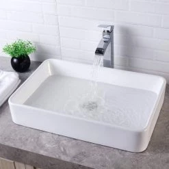 LORDEAR 24 in. x 16 in. Bathroom Vessel Sink Modern Bathroom Above White Porcelain Rectangular Ceramic Vanity Sink -Bathroom Sinks Sales white lordear vessel sinks hmp18006 44 1000