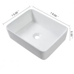 LORDEAR 19 in. x 15 in. Modern Porcelain Ceramic Rectangle Vanity Art Basin Above Bathroom Vessel Sink in White -Bathroom Sinks Sales white lordear vessel sinks ld lmp18001 c3 1000