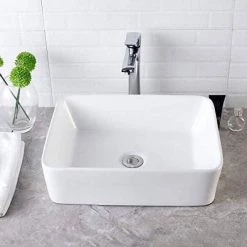 LORDEAR 19 in. x 15 in. Modern Porcelain Ceramic Rectangle Vanity Art Basin Above Bathroom Vessel Sink in White -Bathroom Sinks Sales white lordear vessel sinks ld lmp18001 e1 1000