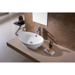 LUXIER Oval Bathroom Ceramic Vessel Sink Art Basin in White -Bathroom Sinks Sales white luxier vessel sinks cs 004 1f 1000