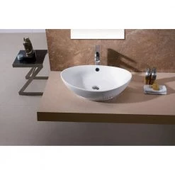 LUXIER Oval Bathroom Ceramic Vessel Sink Art Basin in White -Bathroom Sinks Sales white luxier vessel sinks cs 004 44 1000