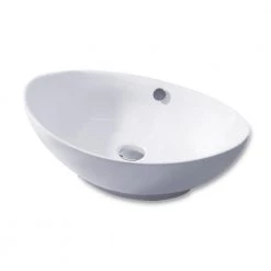 LUXIER Oval Bathroom Ceramic Vessel Sink Art Basin in White