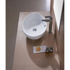 LUXIER Oval Bathroom Ceramic Vessel Sink Art Basin in White -Bathroom Sinks Sales white luxier vessel sinks cs 004 fa 1000