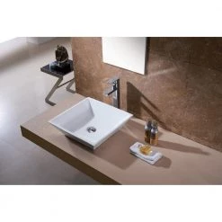 LUXIER Flat Square Bathroom Ceramic Vessel Sink Art Basin in White -Bathroom Sinks Sales white luxier vessel sinks cs 006 1f 1000