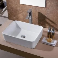 LUXIER Rectangular Bathroom Ceramic Vessel Sink Art Basin in White -Bathroom Sinks Sales white luxier vessel sinks cs 013 c3 1000