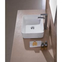 LUXIER Rectangular Bathroom Ceramic Vessel Sink Art Basin in White -Bathroom Sinks Sales white luxier vessel sinks cs 013 fa 1000
