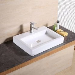 LUXIER Rectangular Bathroom Ceramic Vessel Sink Art Basin in White -Bathroom Sinks Sales white luxier vessel sinks cs 021 44 1000