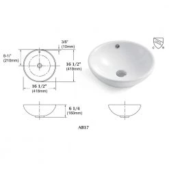 Maincraft 16.5 in. above Counter Ceramic Sink Basin in White 7 Maincraft 16.5 in. above Counter Ceramic Sink Basin in White -Bathroom Sinks Sales white maincraft console sinks hhkmcb17 c3 1000
