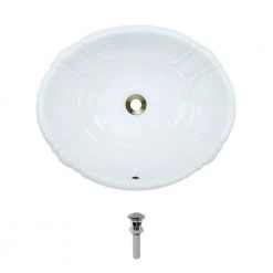 MR Direct Dual-Mount Porcelain Bathroom Sink in White with Pop-Up Drain in Chrome