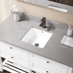 MR Direct Undermount Porcelain Bathroom Sink in White with Pop-Up Drain in Antique Bronze