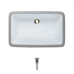 MR Direct Undermount Porcelain Bathroom Sink in White with Pop-Up Drain in Chrome