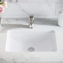 MR Direct 20-3/4 in. Undermount Bathroom Sink in White with White SinkLink