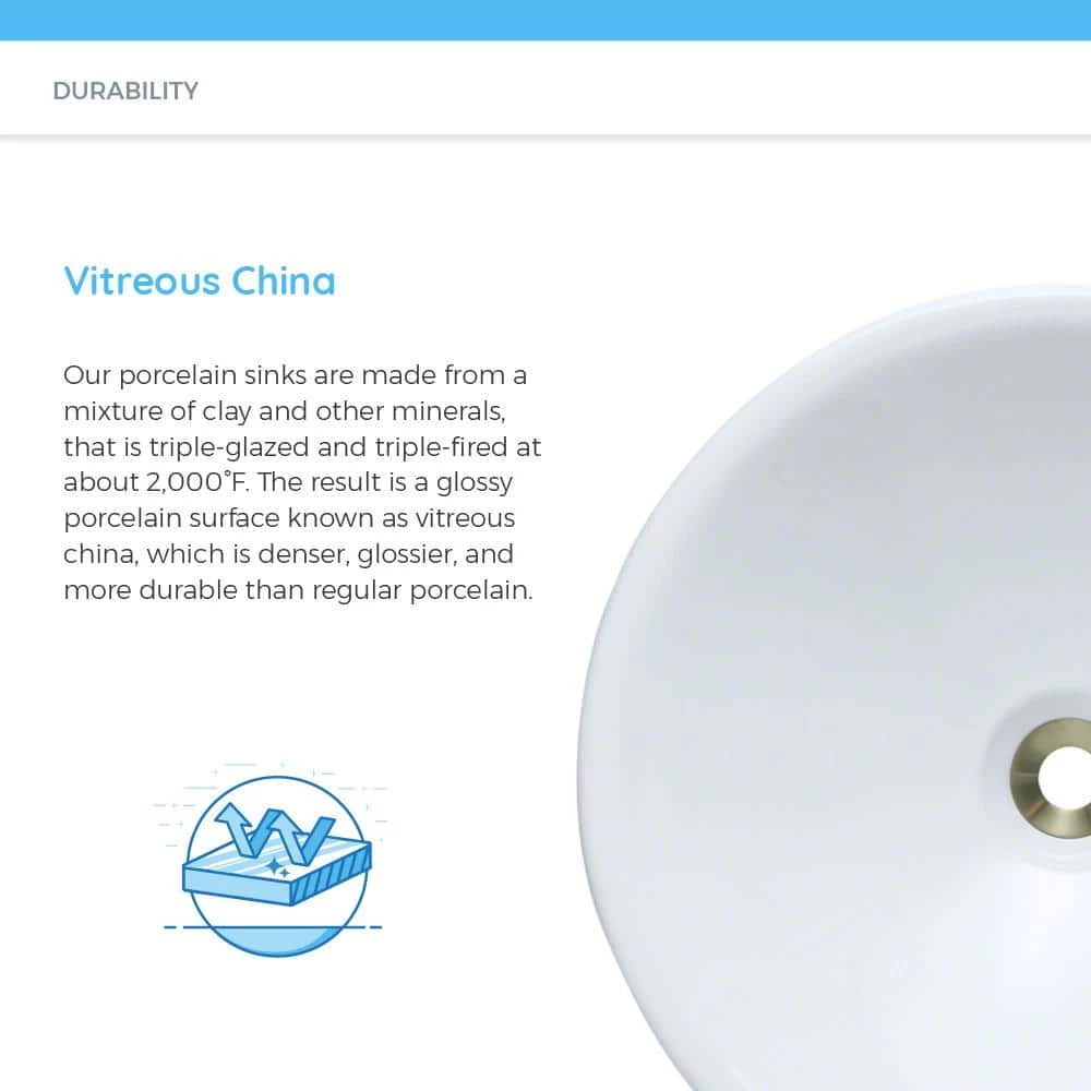 MR Direct Undermount Porcelain Bathroom Sink in White 7 MR Direct Undermount Porcelain Bathroom Sink in White - Image 5