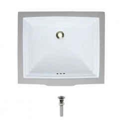 MR Direct Undermount Porcelain Bathroom Sink in White with Pop-Up Drain in Brushed Nickel