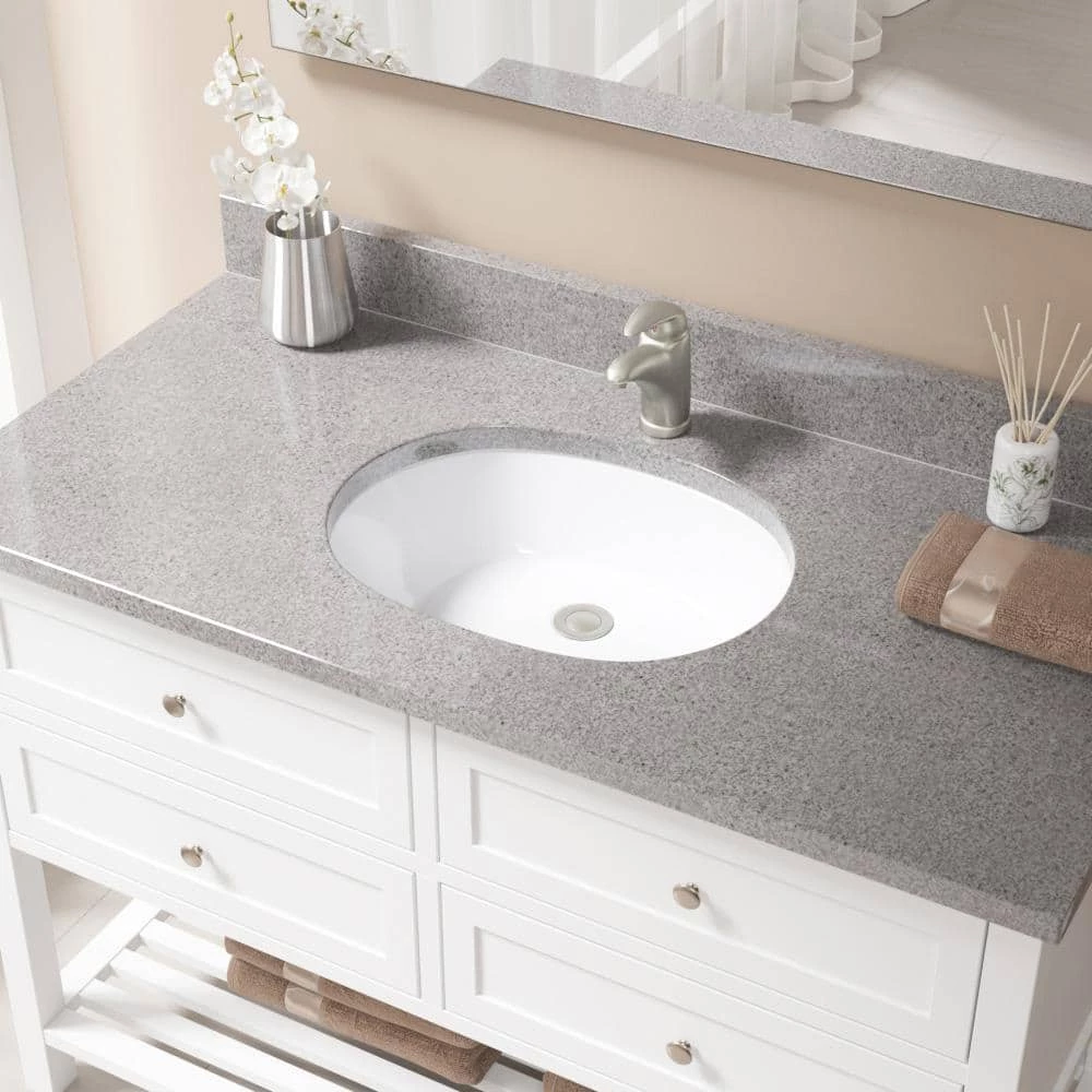 MR Direct Undermount Porcelain Bathroom Sink in White with Pop-Up Drain in Brushed Nickel 4 MR Direct Undermount Porcelain Bathroom Sink in White with Pop-Up Drain in Brushed Nickel - Image 2