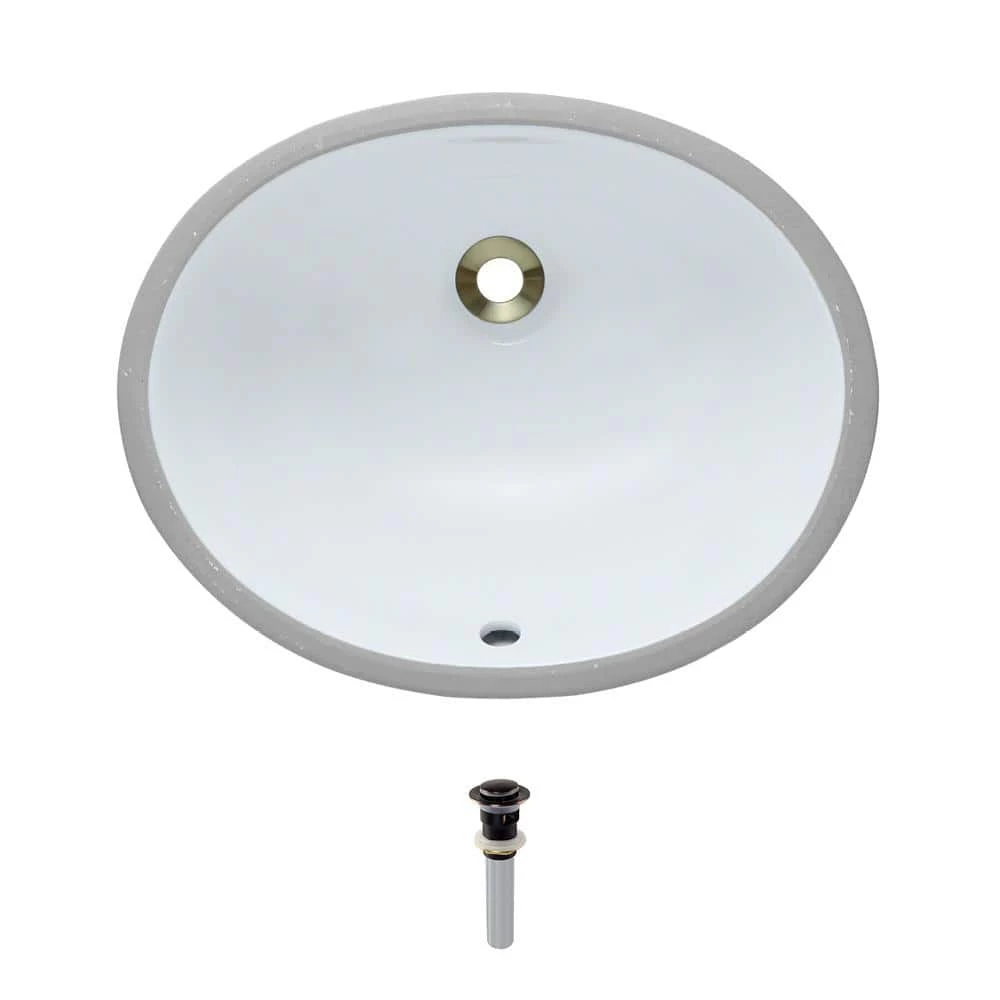 MR Direct Undermount Porcelain Bathroom Sink in White with Pop-Up Drain in Antique Bronze 3 MR Direct Undermount Porcelain Bathroom Sink in White with Pop-Up Drain in Antique Bronze