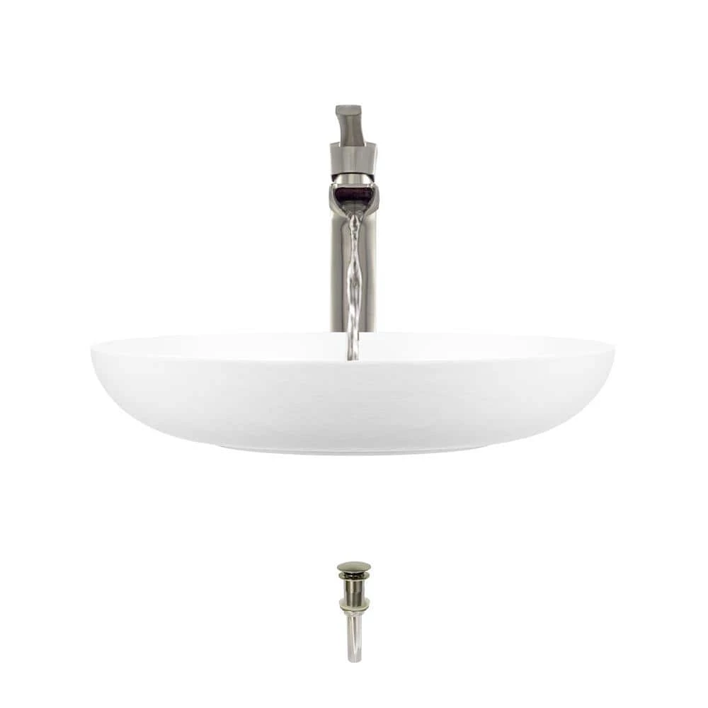 MR Direct Vessel Bathroom Sink in White with 731 Faucet and Pop-Up Drain in Brushed Nickel 5 MR Direct Vessel Bathroom Sink in White with 731 Faucet and Pop-Up Drain in Brushed Nickel - Image 3