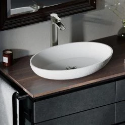 MR Direct Vessel Bathroom Sink in White with 731 Faucet and Pop-Up Drain in Brushed Nickel