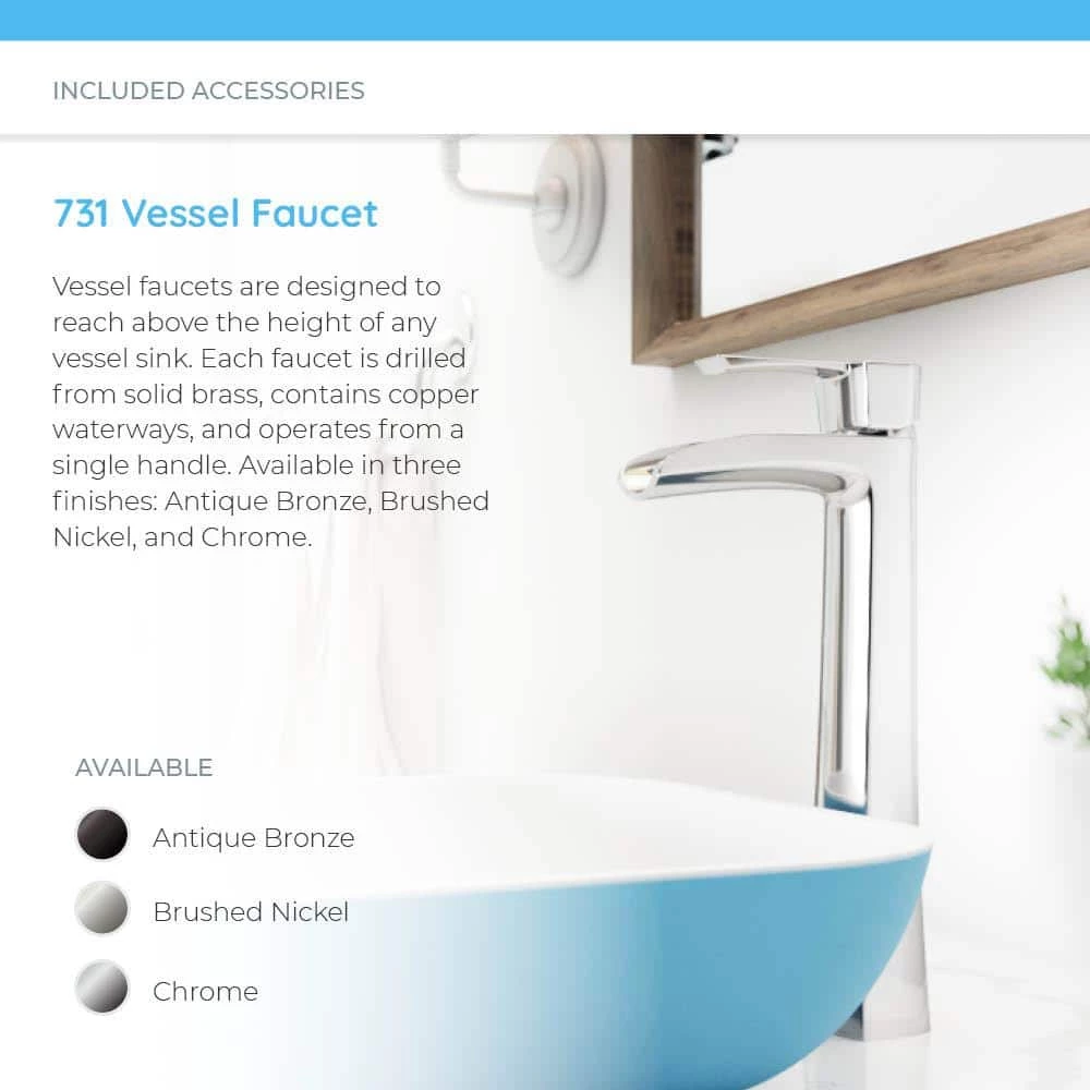 MR Direct Vessel Bathroom Sink in White with 731 Faucet and Pop-Up Drain in Brushed Nickel 8 MR Direct Vessel Bathroom Sink in White with 731 Faucet and Pop-Up Drain in Brushed Nickel - Image 6