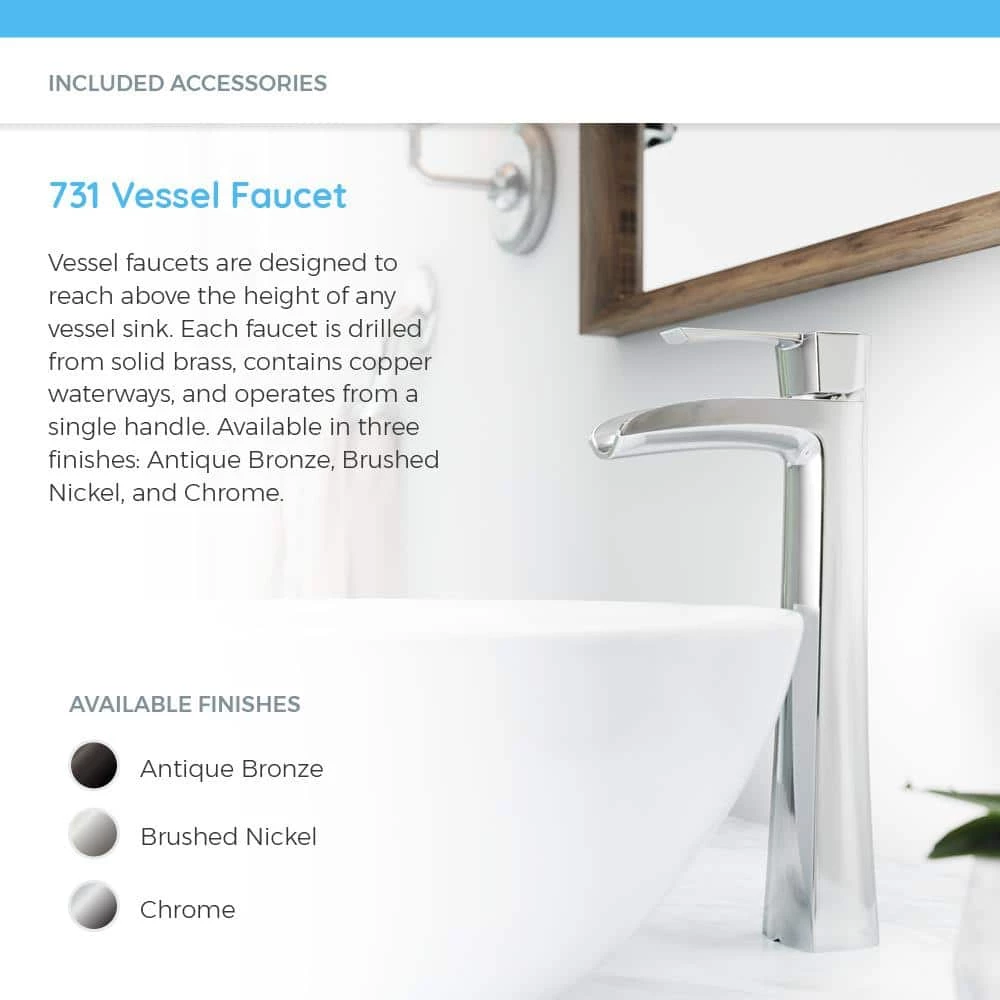 MR Direct Porcelain Vessel Sink in White with 731 Faucet and Pop-Up Drain in Brushed Nickel 7 MR Direct Porcelain Vessel Sink in White with 731 Faucet and Pop-Up Drain in Brushed Nickel - Image 5